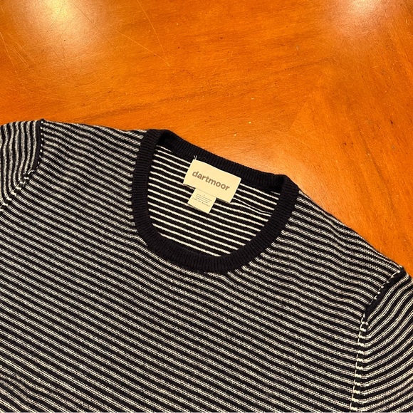 SOLD Dartmoor Men’s 100% Cashmere Crewneck Pullover Sweater Navy Stripe - Picture 5 of 16